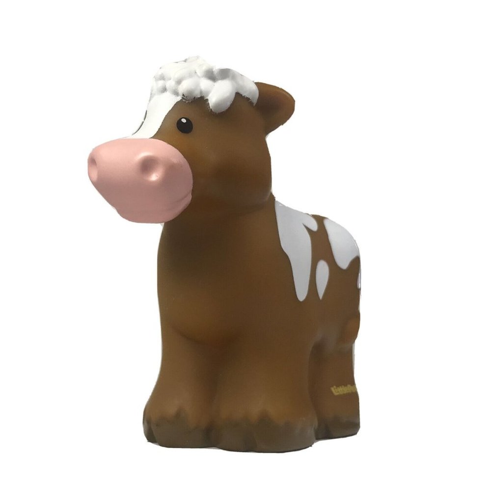 Fisher-Price Little People Caring Animals Barn Farm Brown White Cow Figure Toy